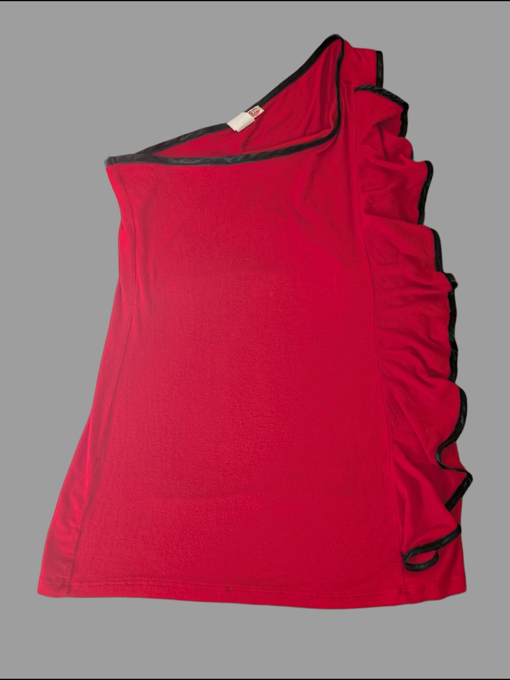 Y2K One Shoulder Top with Ruffles & Black Trim - Body Central Size L